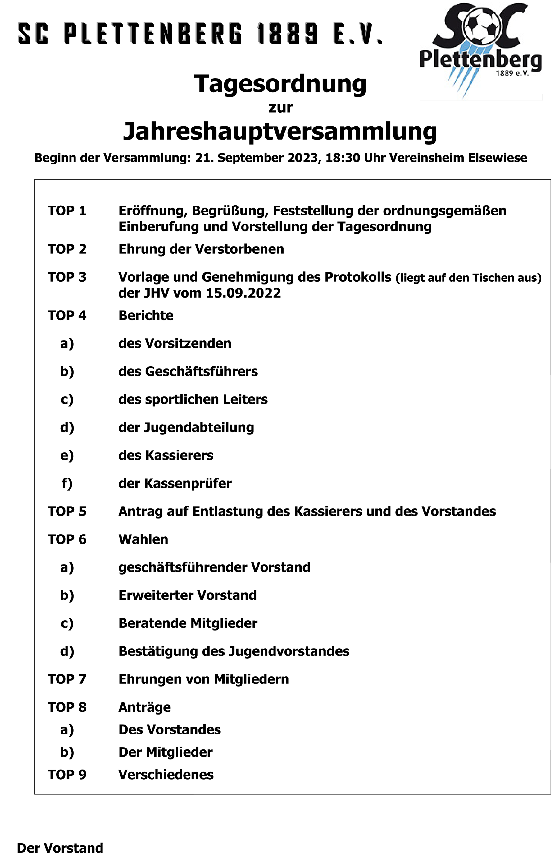 Tagesordnung21092023