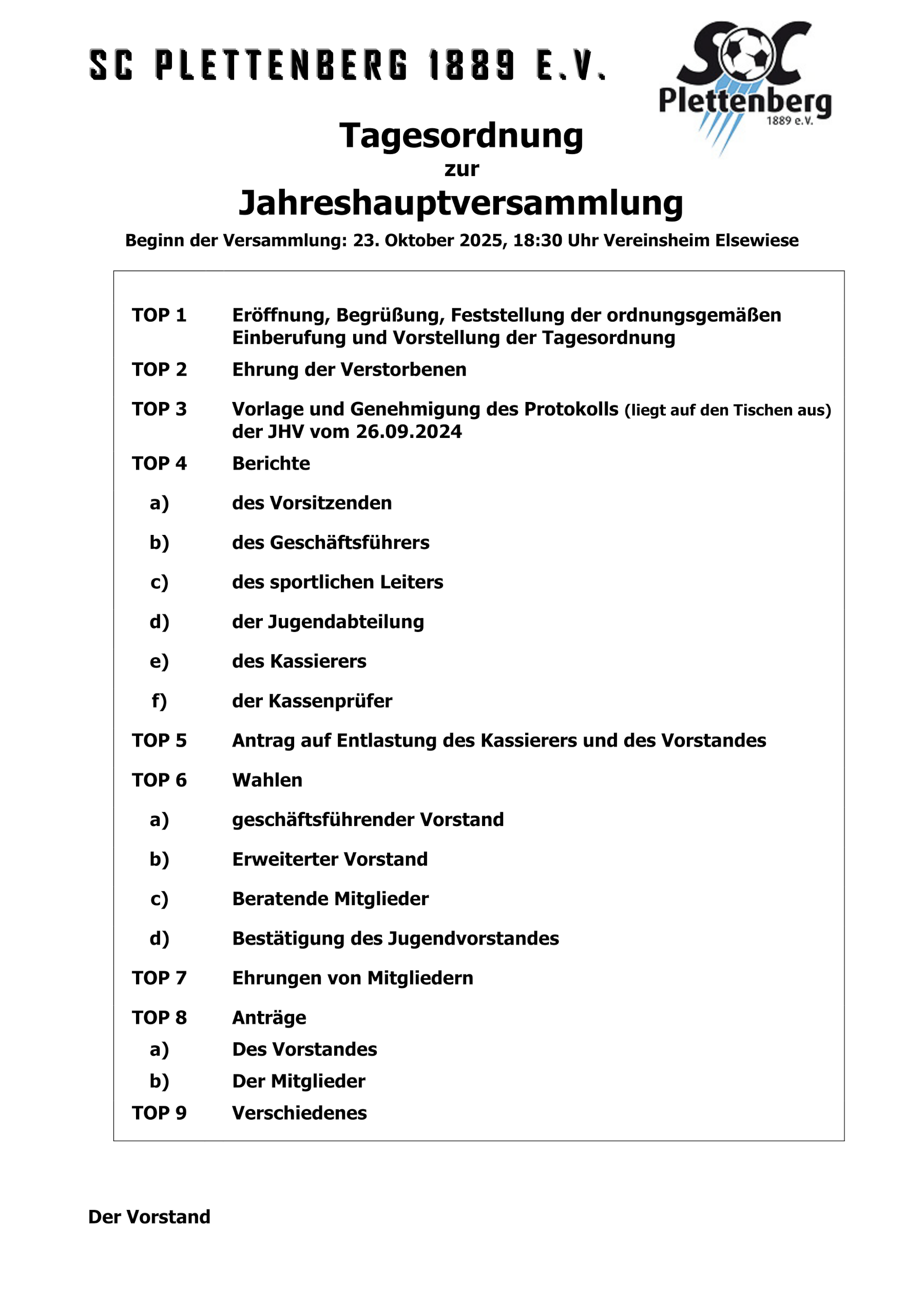 Tagesordnung23102025